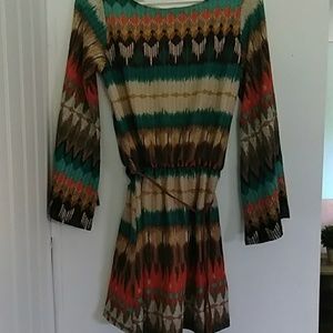 Auditions me Aztec dress.  Knee length.